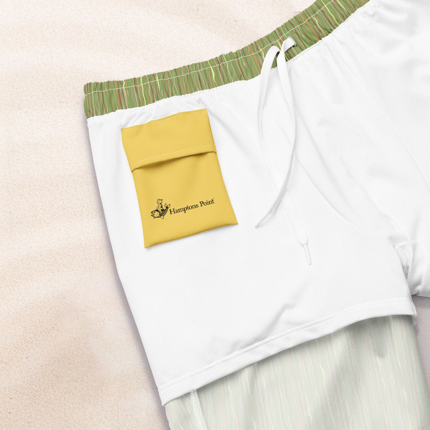 Tropicalia Stripe Swim Trunks – Dark Grass with Shell Pink