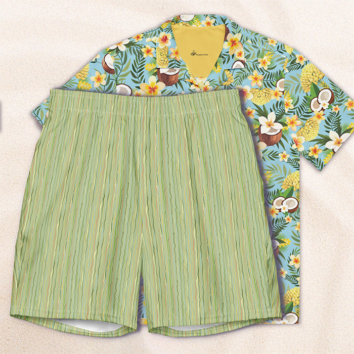 Tropicalia Swim Trunks – Light Grass with Sky Blue