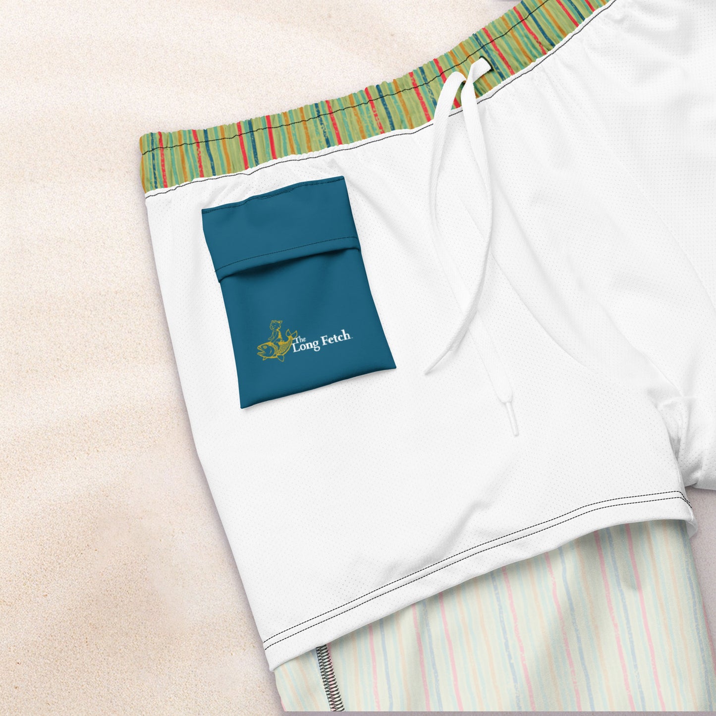Citrus Grove Distressed Stripe Conservation Swim Trunks – Lapis Lazuli
