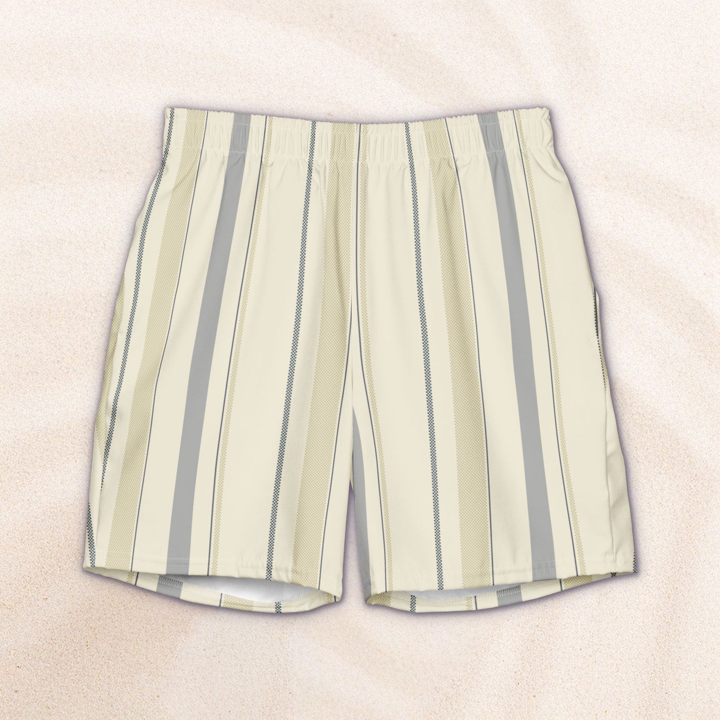 Cream and Van Deusen Navy Blue Taxi Stripe Eco-Friendly Swim Trunks
