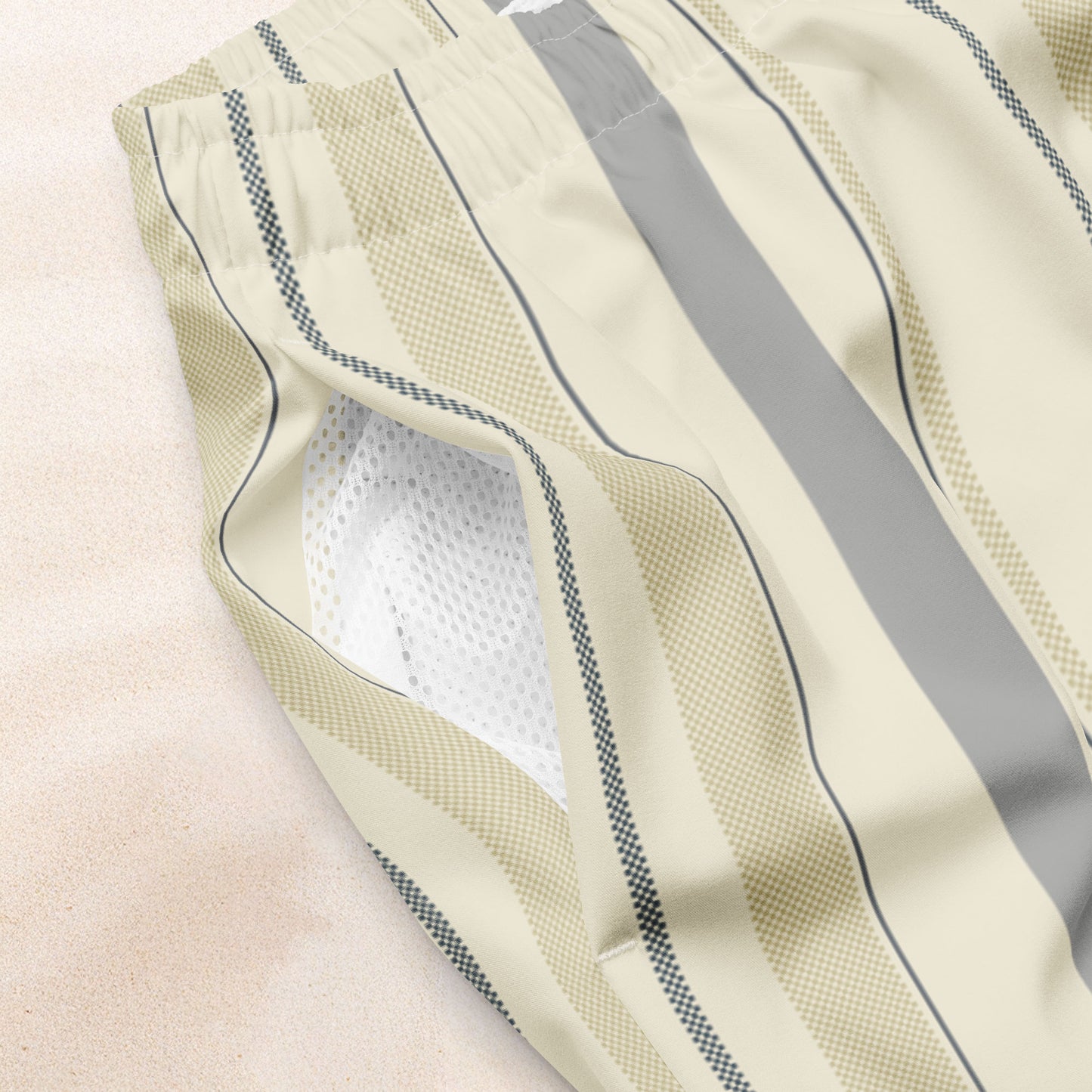 Cream and Van Deusen Navy Blue Taxi Stripe Eco-Friendly Swim Trunks