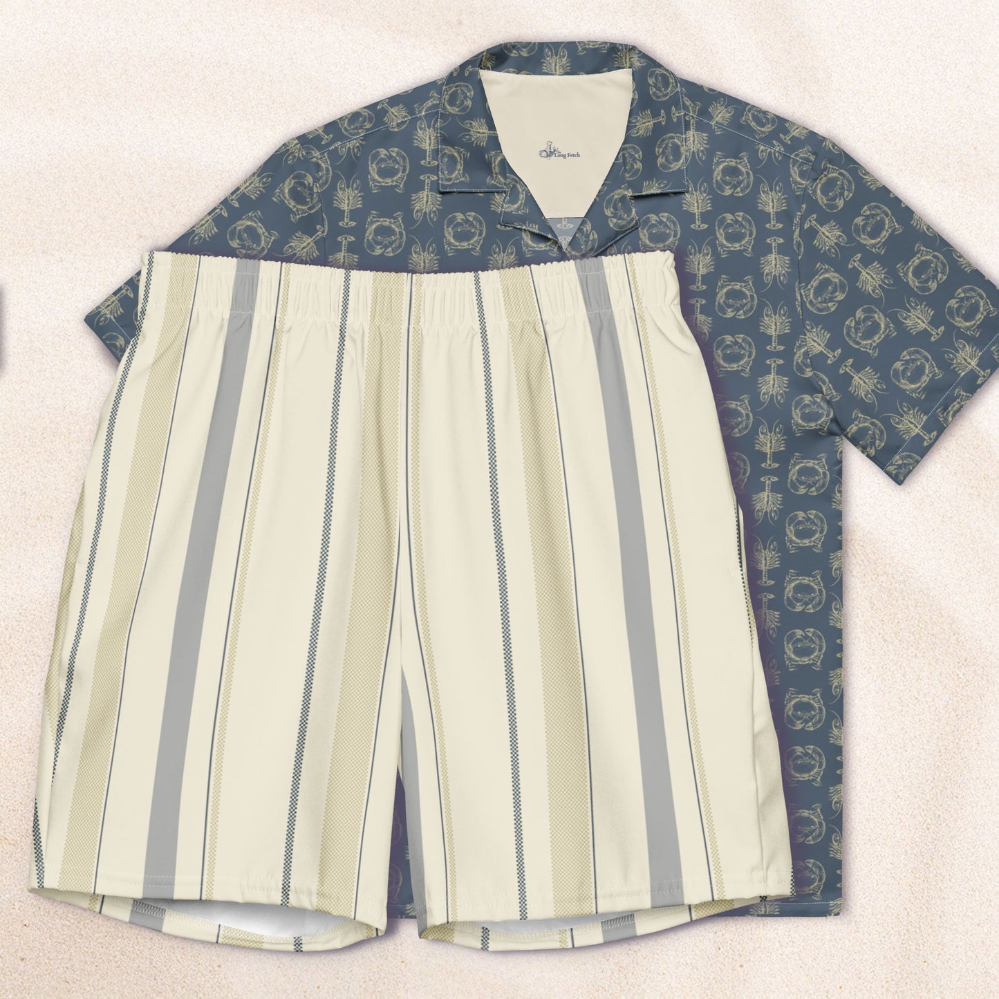 Cream and Van Deusen Navy Blue Taxi Stripe Eco-Friendly Swim Trunks